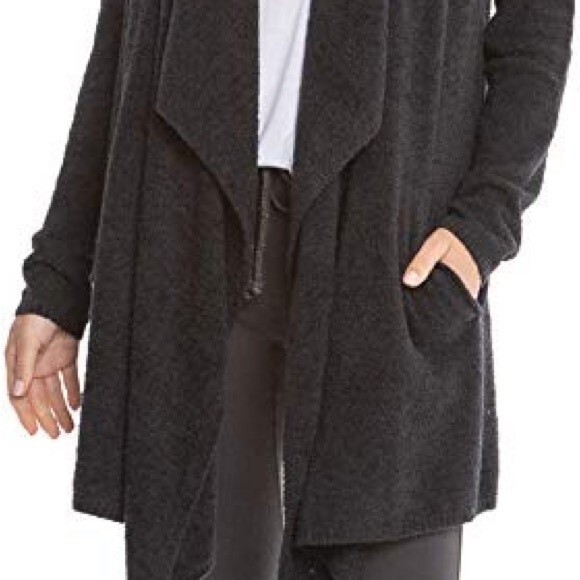 Barefoot Dreams CozyChic Lite Island Wrap Open Cardigan ~ Black - Size - S/M - Picture 3 of 11